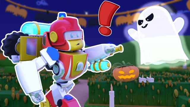 S01:E04 - Especial Halloween: robot bombero vs fantasma / Rescate auto robot Transformer