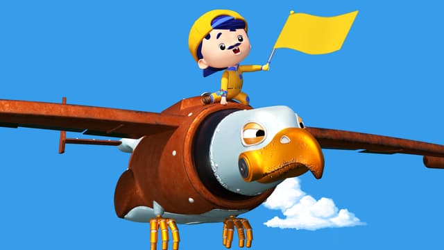 S01:E01 - Eagle Plane & Stampede / the Martle Rock & Turtle Fire Truck/ Trampoline on Giant Bean
