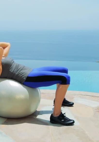 S01:E03 - 25 Min Beginner-Intermediate Stability Ball Workout With Weights poster