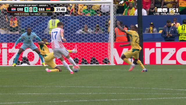 S2026:E189 - Croatia's Petar Sučić Scores Low-Driven Goal From Outside Box, Taking Lead vs. Ghana