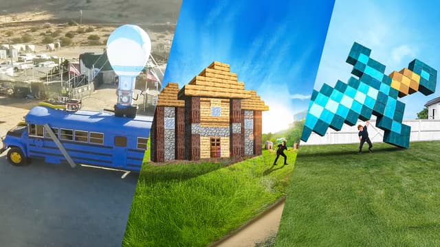 S02:E04 - Epic Gaming Builds: Fortnite Battle Bus, Minecraft Village and Giant Sword!