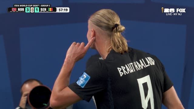 S2026:E123 - Erling Haaland scores one-touch goal off crossbar, extending Norway's lead vs Senegal