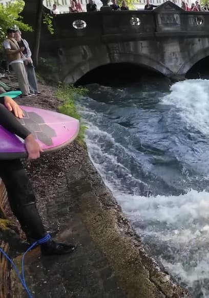 S03:E04 - POV Surfing Munich’s Eisbach Wave & Skimboarding Flooded Hawaii Streets poster