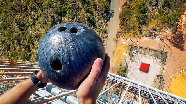 S02:E07 - Bowling Ball vs. World's Bounciest Trampoline From 45m