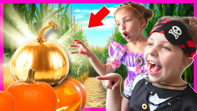 S01:E17 - Mystery Golden Pumpkin Search!! Halloween Trick or Treat Corn Maze Adventure With Kin Tin and Family