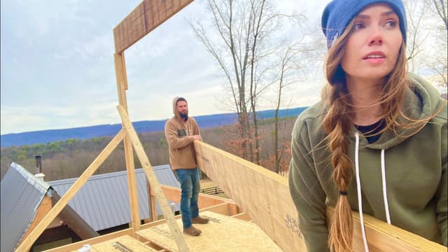 S01:E12 - Ridge Beam Installation: 35 Foot Peak of Our A-Frame Cabin Build