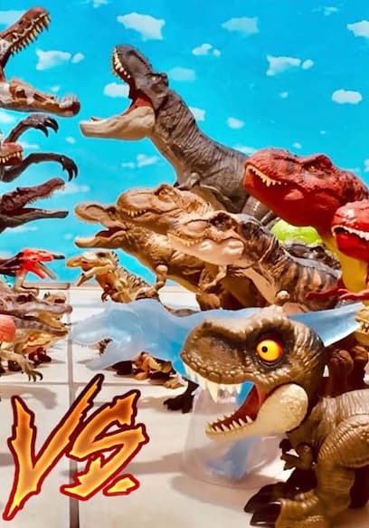 Póster de S01:E01 - T Rex vs spinosaurus tiranosaurio Rex vs espinosaurio batalla épica súper ejércitos