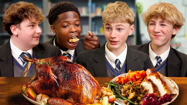 S01:E05 - British Highschoolers try FULL Thanksgiving Dinner!