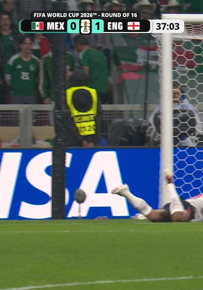 England's Jude Bellingham Scores Goal to Take Lead vs. Mexico poster