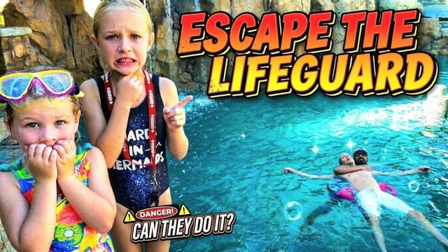 S01:E09 - Escape the Lifeguard for 24 Hours! Dad Sinks & Toy Shark in the Pool! Remaster