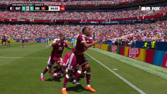 S2026:E13 - Qatar’s Boualem Khoukhi scores incredible header for equalizer in stoppage time, forcing draw vs Switzerland