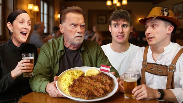S01:E02 - Arnold Schwarzenegger fed us an Austrian Feast! ft. Carrie-Anne Moss