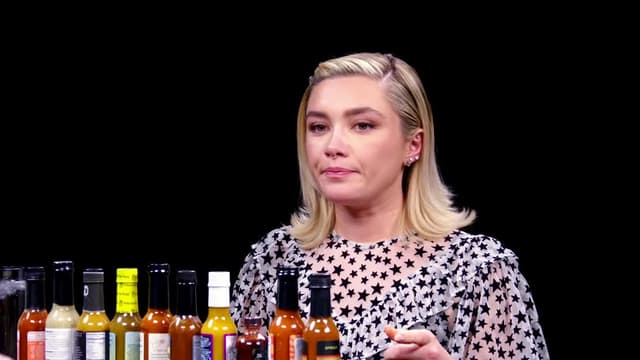 S20:E10 - Florence Pugh Sweats From Her Eyebrows While Eating Spicy Wings