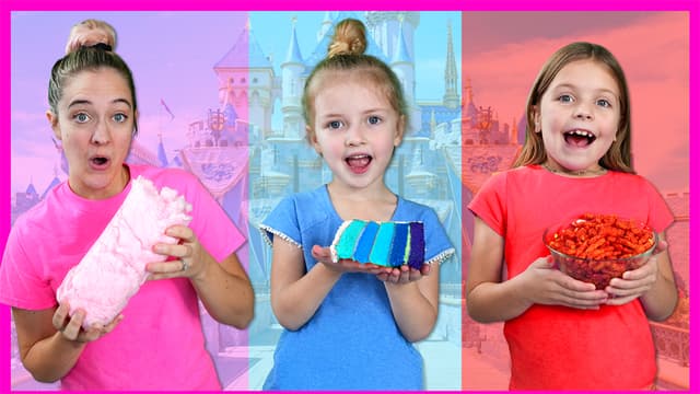S01:E18 - Eating Only One Color Food at Disneyland With Kin Tin and RoRo! Fun Rides, Mickey Mouse, Challenges